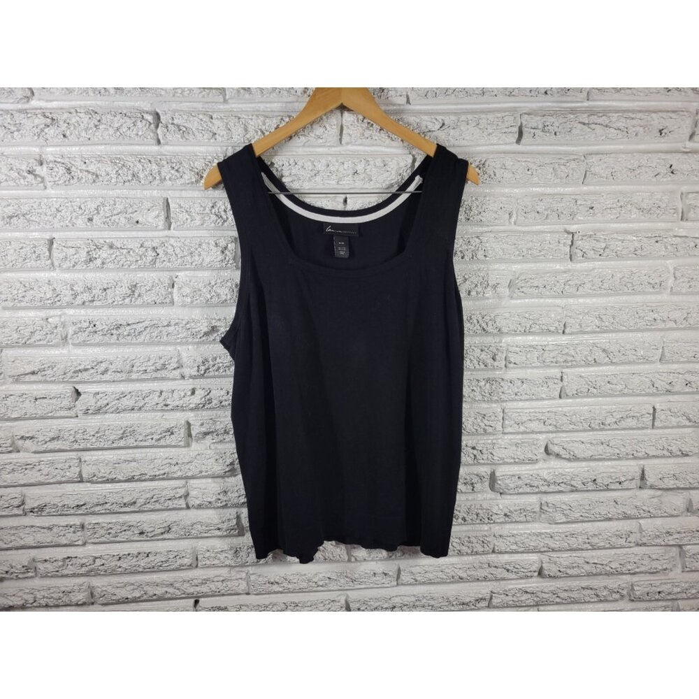 Lane Bryant Black Tank Top 22/24 Plus Size Knit Stretch Sleeveless Shell BLA5E
